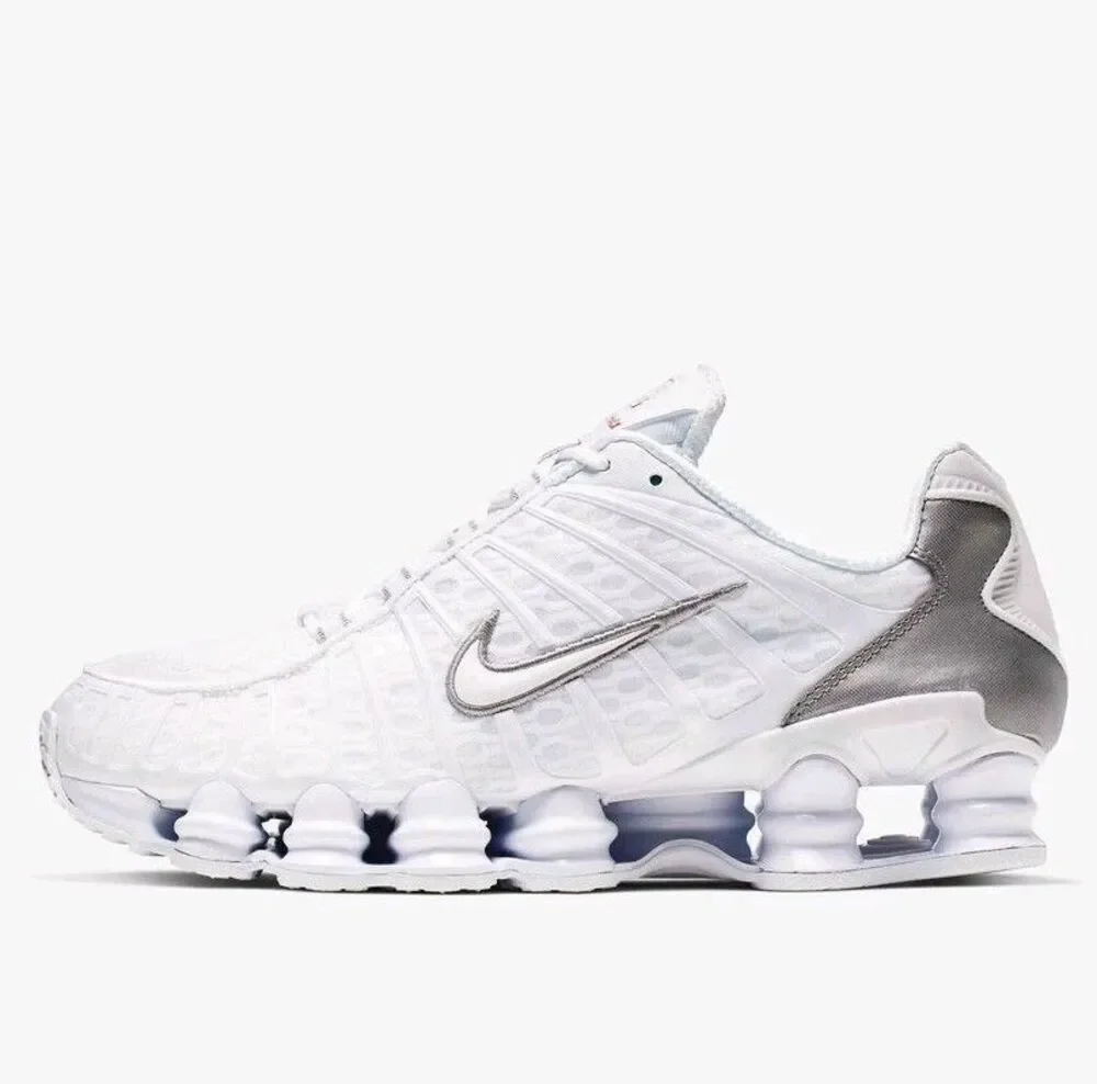 Nike Shox TL Shoes White Metallic Silver AV3595-100 Men's Size 8.5